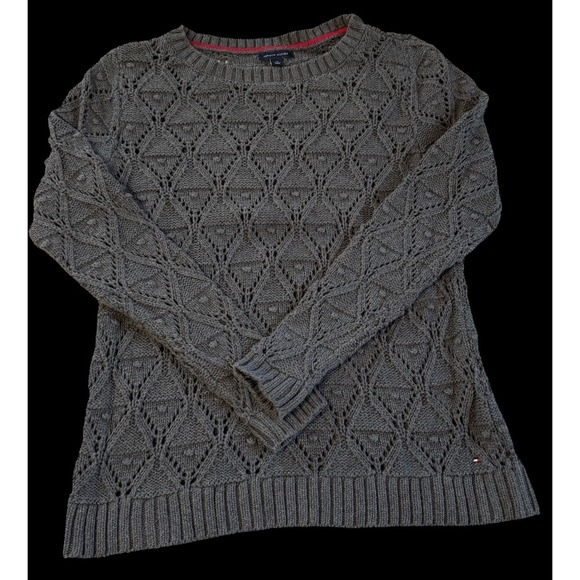 Tommy Hilfiger Sweaters - Tommy Hilfiger‎ Sweater Gray Chunky Cable Knit Long Sleeve Pullover Womens LG